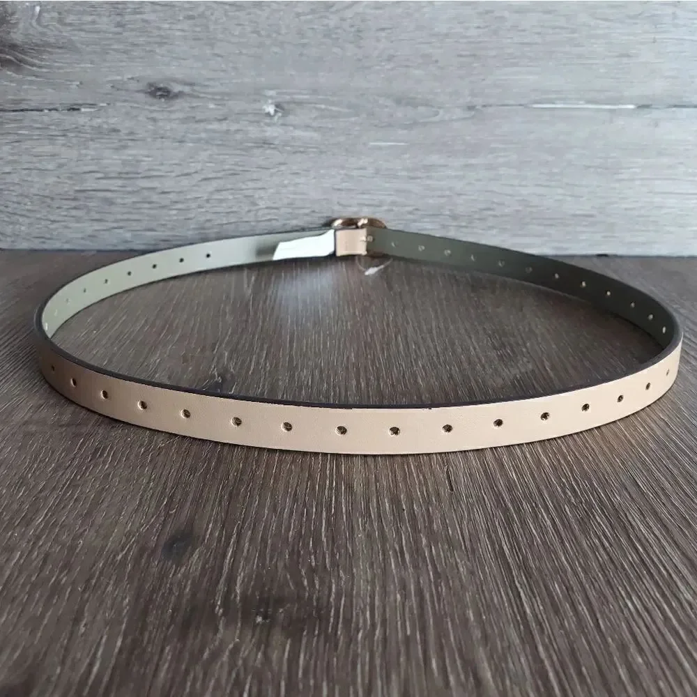 Steve Madden Tan Perforated Skinny Belt Large